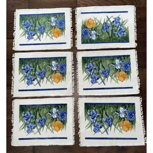 NWT Floral Embroidered Placemats Set of 6 by Nidico India Flower Garden